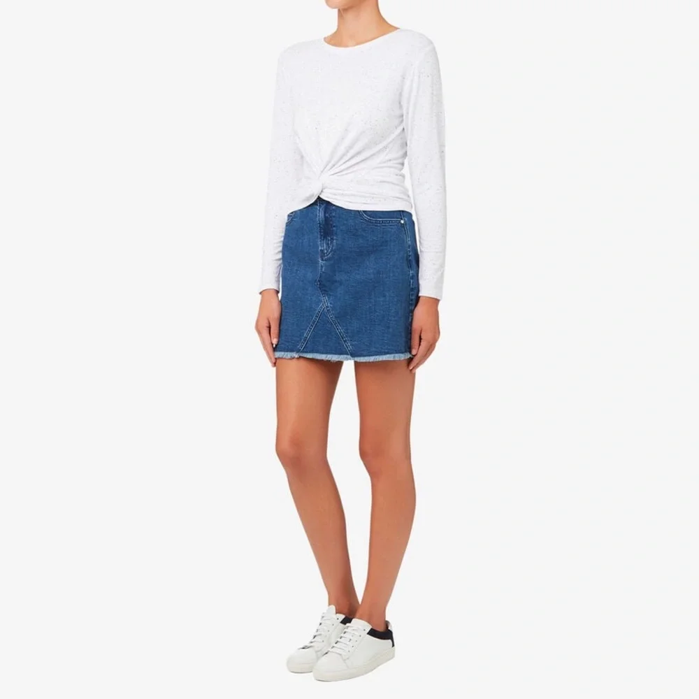 💙SEED HERITAGE denim mini skirt with controlled frayed hem - Picture 4 of 13